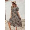 imagePRETTYGARDEN Womens Summer Casual Boho Dress Floral Print Ruffle Puff Short Sleeve Flowy Midi Beach Party DressesBlackBeige