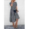 imagePRETTYGARDEN Womens Summer Casual Boho Dress Floral Print Ruffle Puff Short Sleeve Flowy Midi Beach Party DressesBlackWhite