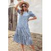 imagePRETTYGARDEN Womens Summer Casual Boho Dress Floral Print Ruffle Puff Short Sleeve Flowy Midi Beach Party DressesBlue