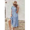 imagePRETTYGARDEN Womens Summer Casual Boho Dress Floral Print Ruffle Puff Short Sleeve Flowy Midi Beach Party DressesBlue