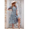 imagePRETTYGARDEN Womens Summer Casual Boho Dress Floral Print Ruffle Puff Short Sleeve Flowy Midi Beach Party DressesBlue Apricot