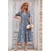 imagePRETTYGARDEN Womens Summer Casual Boho Dress Floral Print Ruffle Puff Short Sleeve Flowy Midi Beach Party DressesBlue Apricot