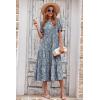 imagePRETTYGARDEN Womens Summer Casual Boho Dress Floral Print Ruffle Puff Short Sleeve Flowy Midi Beach Party DressesBlue Apricot