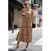imagePRETTYGARDEN Womens Summer Casual Boho Dress Floral Print Ruffle Puff Short Sleeve Flowy Midi Beach Party DressesCoffee Apricot Leopard