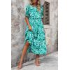 imagePRETTYGARDEN Womens Summer Casual Boho Dress Floral Print Ruffle Puff Short Sleeve Flowy Midi Beach Party DressesFloral Green