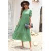 imagePRETTYGARDEN Womens Summer Casual Boho Dress Floral Print Ruffle Puff Short Sleeve Flowy Midi Beach Party DressesGreen