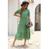 imagePRETTYGARDEN Womens Summer Casual Boho Dress Floral Print Ruffle Puff Short Sleeve Flowy Midi Beach Party DressesGreen