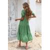 imagePRETTYGARDEN Womens Summer Casual Boho Dress Floral Print Ruffle Puff Short Sleeve Flowy Midi Beach Party DressesGreen
