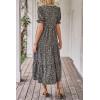imagePRETTYGARDEN Womens Summer Casual Boho Dress Floral Print Ruffle Puff Short Sleeve Flowy Midi Beach Party DressesNavy Floral