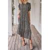 imagePRETTYGARDEN Womens Summer Casual Boho Dress Floral Print Ruffle Puff Short Sleeve Flowy Midi Beach Party DressesNavy Floral