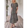 imagePRETTYGARDEN Womens Summer Casual Boho Dress Floral Print Ruffle Puff Short Sleeve Flowy Midi Beach Party DressesNavy Floral