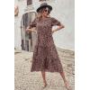 imagePRETTYGARDEN Womens Summer Casual Boho Dress Floral Print Ruffle Puff Short Sleeve Flowy Midi Beach Party DressesPink