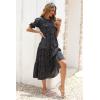 imagePRETTYGARDEN Womens Summer Casual Boho Dress Floral Print Ruffle Puff Short Sleeve Flowy Midi Beach Party DressesPolk Black