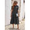 imagePRETTYGARDEN Womens Summer Casual Boho Dress Floral Print Ruffle Puff Short Sleeve Flowy Midi Beach Party DressesPolk Black