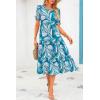 imagePRETTYGARDEN Womens Summer Casual Boho Dress Floral Print Ruffle Puff Short Sleeve Flowy Midi Beach Party DressesPrint Blue