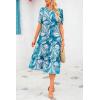 imagePRETTYGARDEN Womens Summer Casual Boho Dress Floral Print Ruffle Puff Short Sleeve Flowy Midi Beach Party DressesPrint Blue