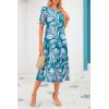 imagePRETTYGARDEN Womens Summer Casual Boho Dress Floral Print Ruffle Puff Short Sleeve Flowy Midi Beach Party DressesPrint Blue