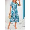 imagePRETTYGARDEN Womens Summer Casual Boho Dress Floral Print Ruffle Puff Short Sleeve Flowy Midi Beach Party DressesPrint Blue