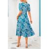 imagePRETTYGARDEN Womens Summer Casual Boho Dress Floral Print Ruffle Puff Short Sleeve Flowy Midi Beach Party DressesPrint Blue