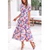 imagePRETTYGARDEN Womens Summer Casual Boho Dress Floral Print Ruffle Puff Short Sleeve Flowy Midi Beach Party DressesPrint Multicolored