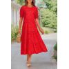 imagePRETTYGARDEN Womens Summer Casual Boho Dress Floral Print Ruffle Puff Short Sleeve Flowy Midi Beach Party DressesPrint Red