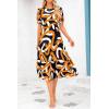 imagePRETTYGARDEN Womens Summer Casual Boho Dress Floral Print Ruffle Puff Short Sleeve Flowy Midi Beach Party DressesPrint Yellow White