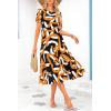 imagePRETTYGARDEN Womens Summer Casual Boho Dress Floral Print Ruffle Puff Short Sleeve Flowy Midi Beach Party DressesPrint Yellow White