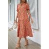 imagePRETTYGARDEN Womens Summer Casual Boho Dress Floral Print Ruffle Puff Short Sleeve Flowy Midi Beach Party DressesRed Orange Floral