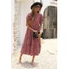imagePRETTYGARDEN Womens Summer Casual Boho Dress Floral Print Ruffle Puff Short Sleeve Flowy Midi Beach Party DressesRed White
