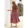 imagePRETTYGARDEN Womens Summer Casual Boho Dress Floral Print Ruffle Puff Short Sleeve Flowy Midi Beach Party DressesRed White