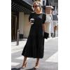 imagePRETTYGARDEN Womens Summer Casual Boho Dress Floral Print Ruffle Puff Short Sleeve Flowy Midi Beach Party DressesSolid Black