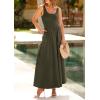 imagePRETTYGARDEN Womens Summer Casual Scoop Neck Sleeveless Long Dresses Tank Top Patchwork Aline Swing Maxi Dress with PocketsArmy Green