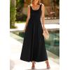 imagePRETTYGARDEN Womens Summer Casual Scoop Neck Sleeveless Long Dresses Tank Top Patchwork Aline Swing Maxi Dress with PocketsBlack