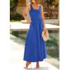 imagePRETTYGARDEN Womens Summer Casual Scoop Neck Sleeveless Long Dresses Tank Top Patchwork Aline Swing Maxi Dress with PocketsBlue