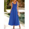 imagePRETTYGARDEN Womens Summer Casual Scoop Neck Sleeveless Long Dresses Tank Top Patchwork Aline Swing Maxi Dress with PocketsBlue