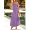 imagePRETTYGARDEN Womens Summer Casual Scoop Neck Sleeveless Long Dresses Tank Top Patchwork Aline Swing Maxi Dress with PocketsPurple