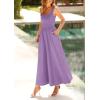 imagePRETTYGARDEN Womens Summer Casual Scoop Neck Sleeveless Long Dresses Tank Top Patchwork Aline Swing Maxi Dress with PocketsPurple