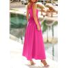 imagePRETTYGARDEN Womens Summer Casual Scoop Neck Sleeveless Long Dresses Tank Top Patchwork Aline Swing Maxi Dress with PocketsRose Red