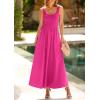 imagePRETTYGARDEN Womens Summer Casual Scoop Neck Sleeveless Long Dresses Tank Top Patchwork Aline Swing Maxi Dress with PocketsRose Red