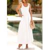imagePRETTYGARDEN Womens Summer Casual Scoop Neck Sleeveless Long Dresses Tank Top Patchwork Aline Swing Maxi Dress with PocketsWhite