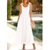 imagePRETTYGARDEN Womens Summer Casual Scoop Neck Sleeveless Long Dresses Tank Top Patchwork Aline Swing Maxi Dress with PocketsWhite