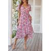 imagePRETTYGARDEN Womens Summer Floral Boho Dress Wrap V Neck Short Sleeve Ruffle ALine Flowy Maxi Wedding Guest DressesPink Floral