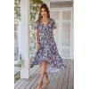 imagePRETTYGARDEN Womens Summer Floral Boho Dress Wrap V Neck Short Sleeve Ruffle ALine Flowy Maxi Wedding Guest DressesPurple Floral
