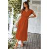 imagePRETTYGARDEN Womens Summer Floral Boho Dress Wrap V Neck Short Sleeve Ruffle ALine Flowy Maxi Wedding Guest DressesSolid Brick Red