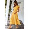 imagePRETTYGARDEN Womens Summer Floral Boho Dress Wrap V Neck Short Sleeve Ruffle ALine Flowy Maxi Wedding Guest DressesSolid Yellow