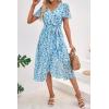 imagePRETTYGARDEN Womens Summer Floral Boho Dress Wrap V Neck Short Sleeve Ruffle ALine Flowy Maxi Wedding Guest DressesWhite Blue Floral