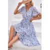 imagePRETTYGARDEN Womens Summer Floral Boho Dress Wrap V Neck Short Sleeve Ruffle ALine Flowy Maxi Wedding Guest DressesWhite Purple Floral