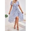 imagePRETTYGARDEN Womens Summer Floral Boho Dress Wrap V Neck Short Sleeve Ruffle ALine Flowy Maxi Wedding Guest DressesWhite Purple Floral