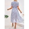 imagePRETTYGARDEN Womens Summer Floral Boho Dress Wrap V Neck Short Sleeve Ruffle ALine Flowy Maxi Wedding Guest DressesWhite Purple Floral