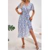imagePRETTYGARDEN Womens Summer Floral Boho Dress Wrap V Neck Short Sleeve Ruffle ALine Flowy Maxi Wedding Guest DressesWhite Purple Floral